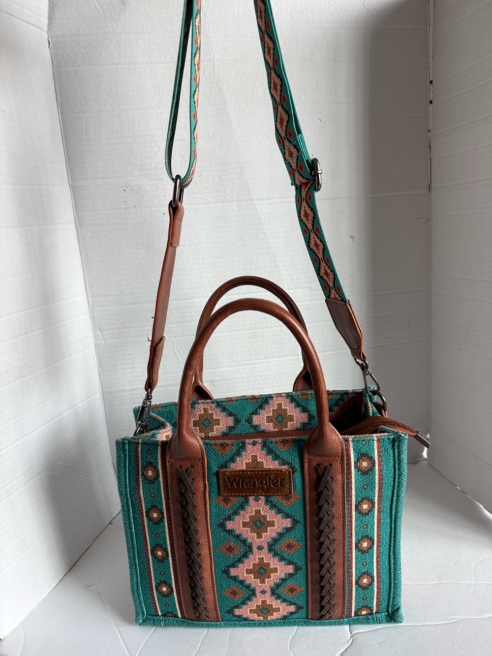 Wrangler Aztec Tote Bag for Women Boho Shoulder Purses and Handbags, Turquoise - Picture 11 of 16